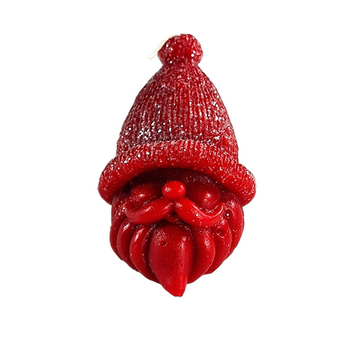 Candela natale profumata babbo natale rossa brinata 9 cm