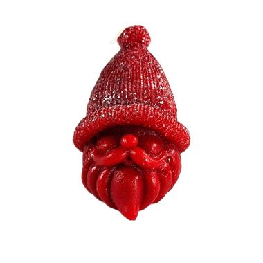 Candela natale profumata babbo natale rossa brinata 9 cm