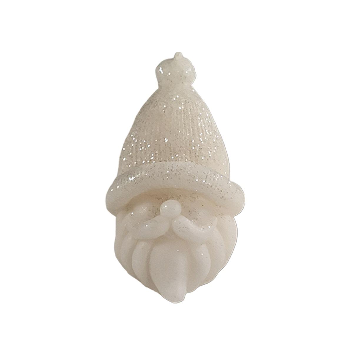 Candela natale profumata babbo natale bianca brinata 9 cm