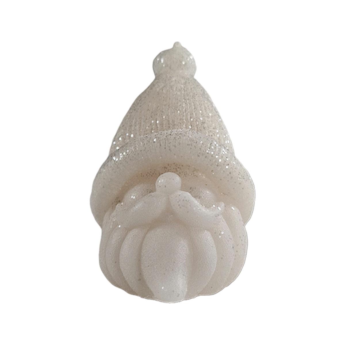 Candela natale profumata babbo natale bianca brinata 9 cm
