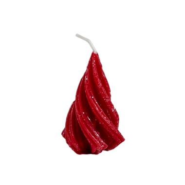 Candela natale profumata albero moderno rosso brinato 7 cm