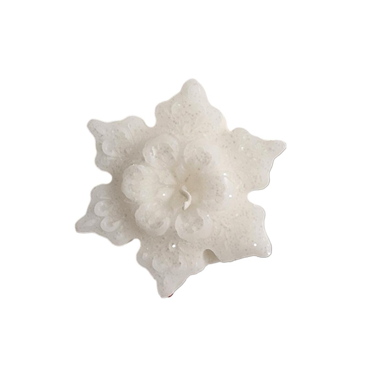 Candela natale profumata fiocco neve bianco 6/7 cm