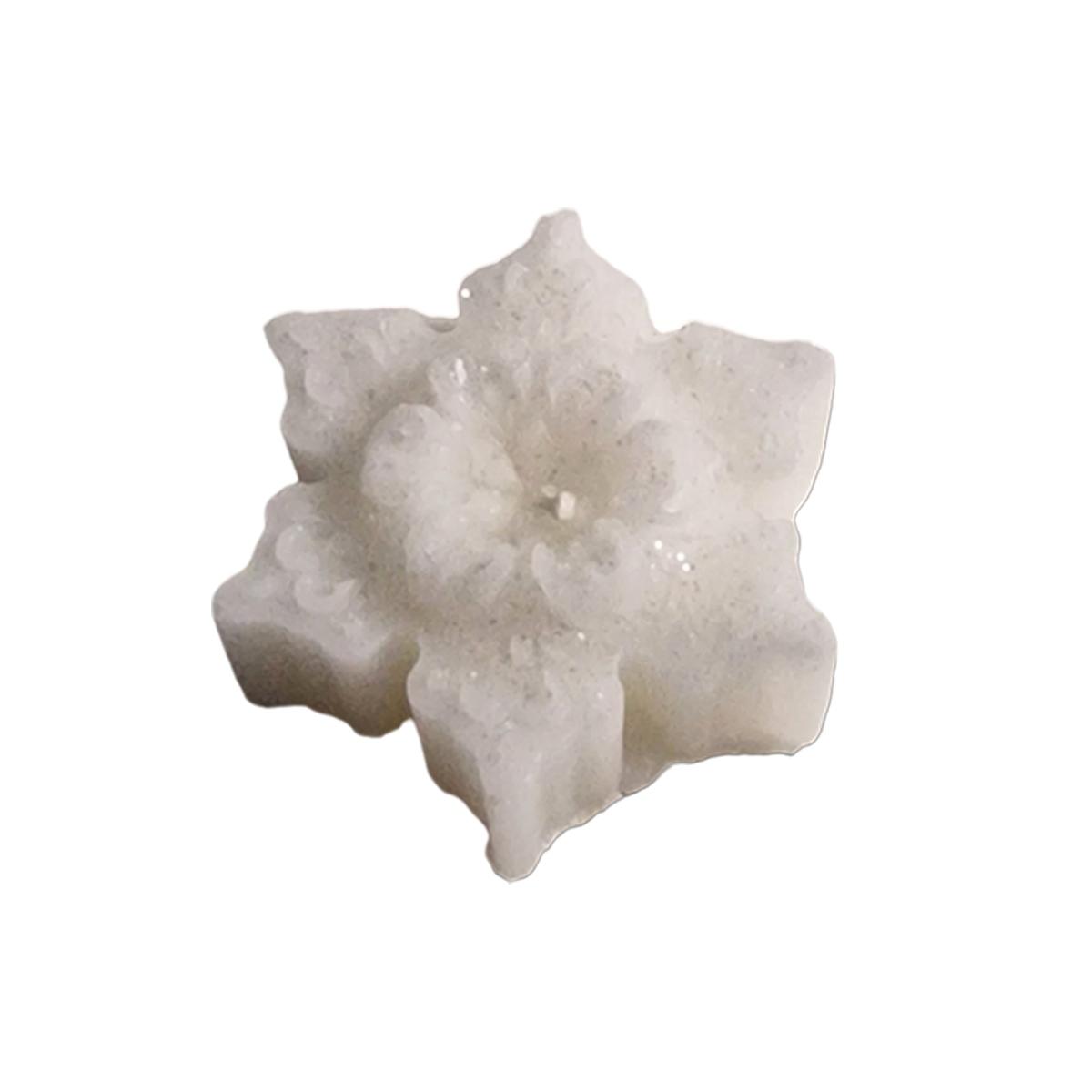 Candela natale profumata fiocco neve bianco 6/7 cm