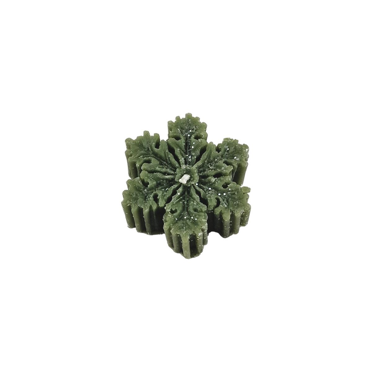 Candela natale profumata fiocco neve verde 6/7 cm