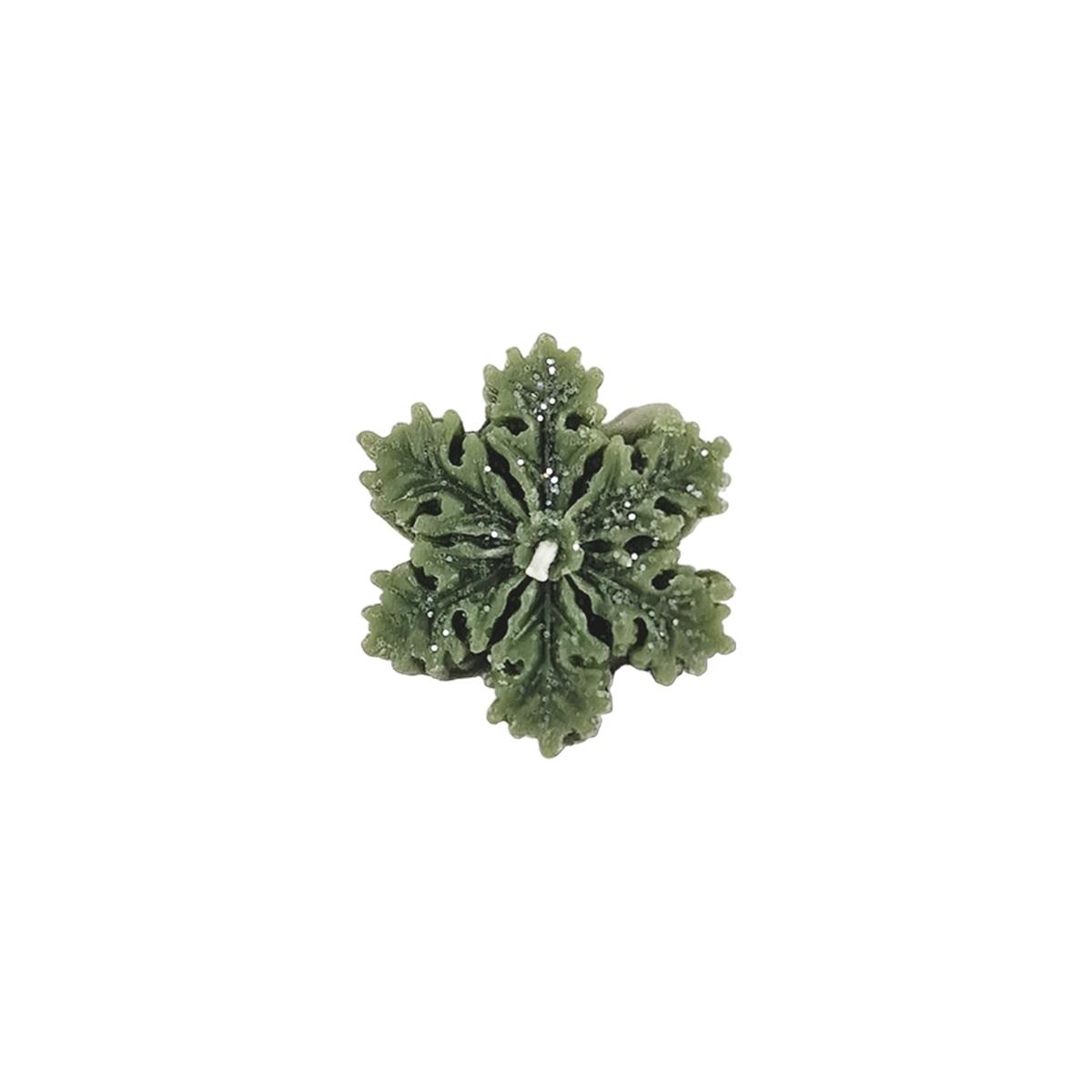 Candela natale profumata fiocco neve verde 6/7 cm