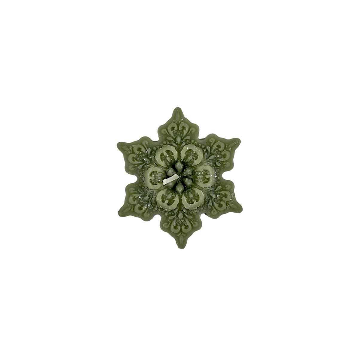 Candela natale profumata fiocco neve verde 6/7 cm