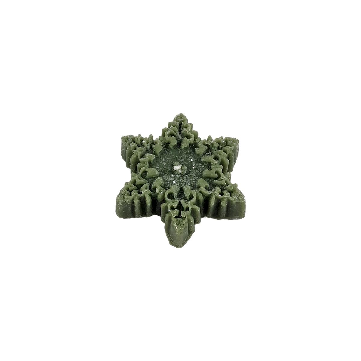 Candela natale profumata fiocco neve verde 6/7 cm