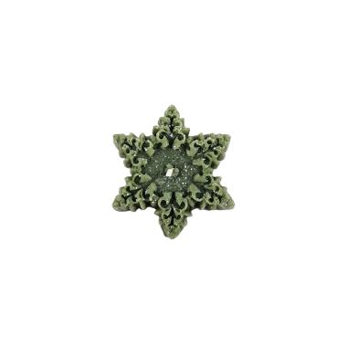 Candela natale profumata fiocco neve verde 6/7 cm