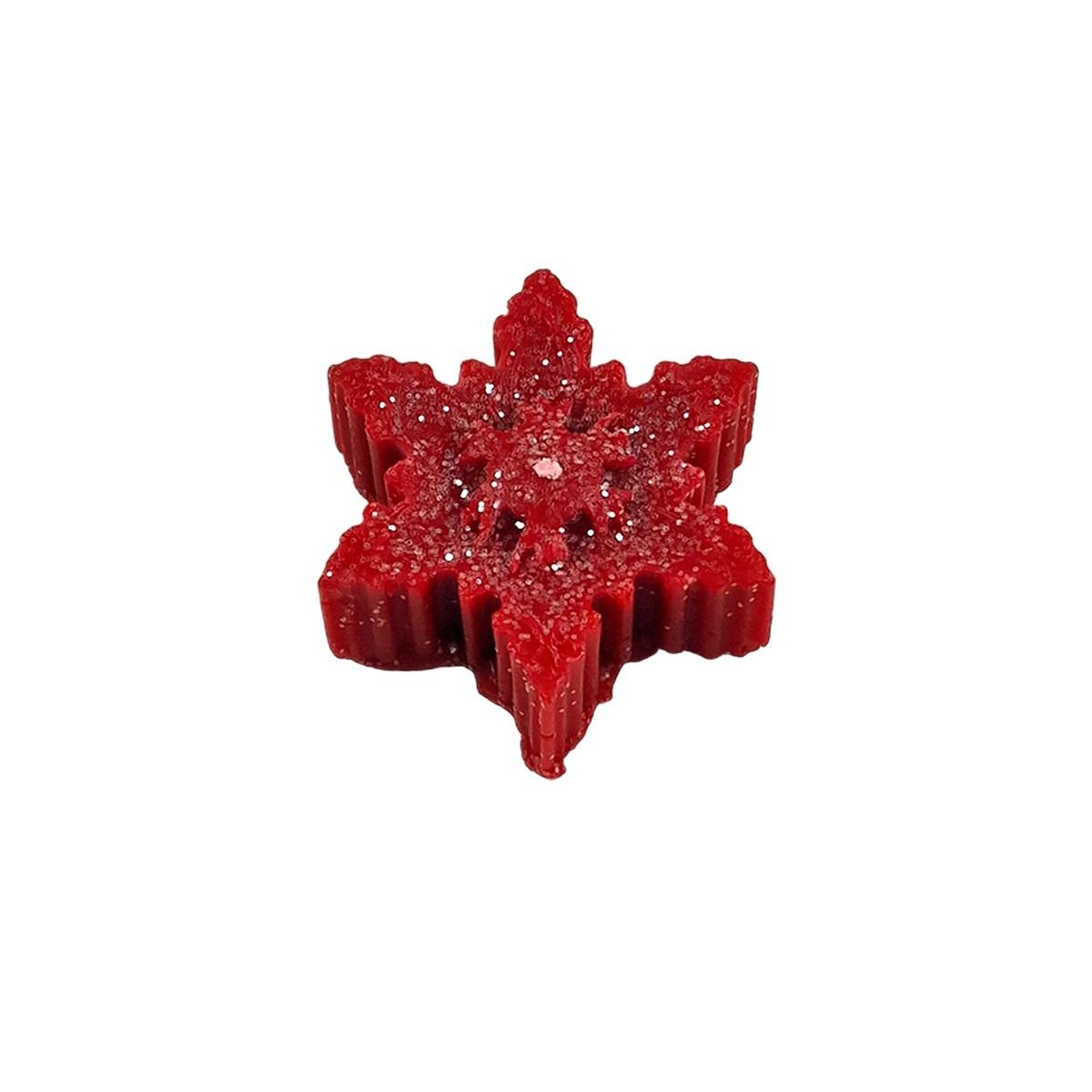 Candela natale profumata fiocco neve rosso 6/7 cm
