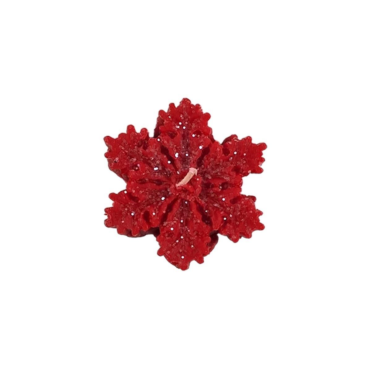 Candela natale profumata fiocco neve rosso 6/7 cm