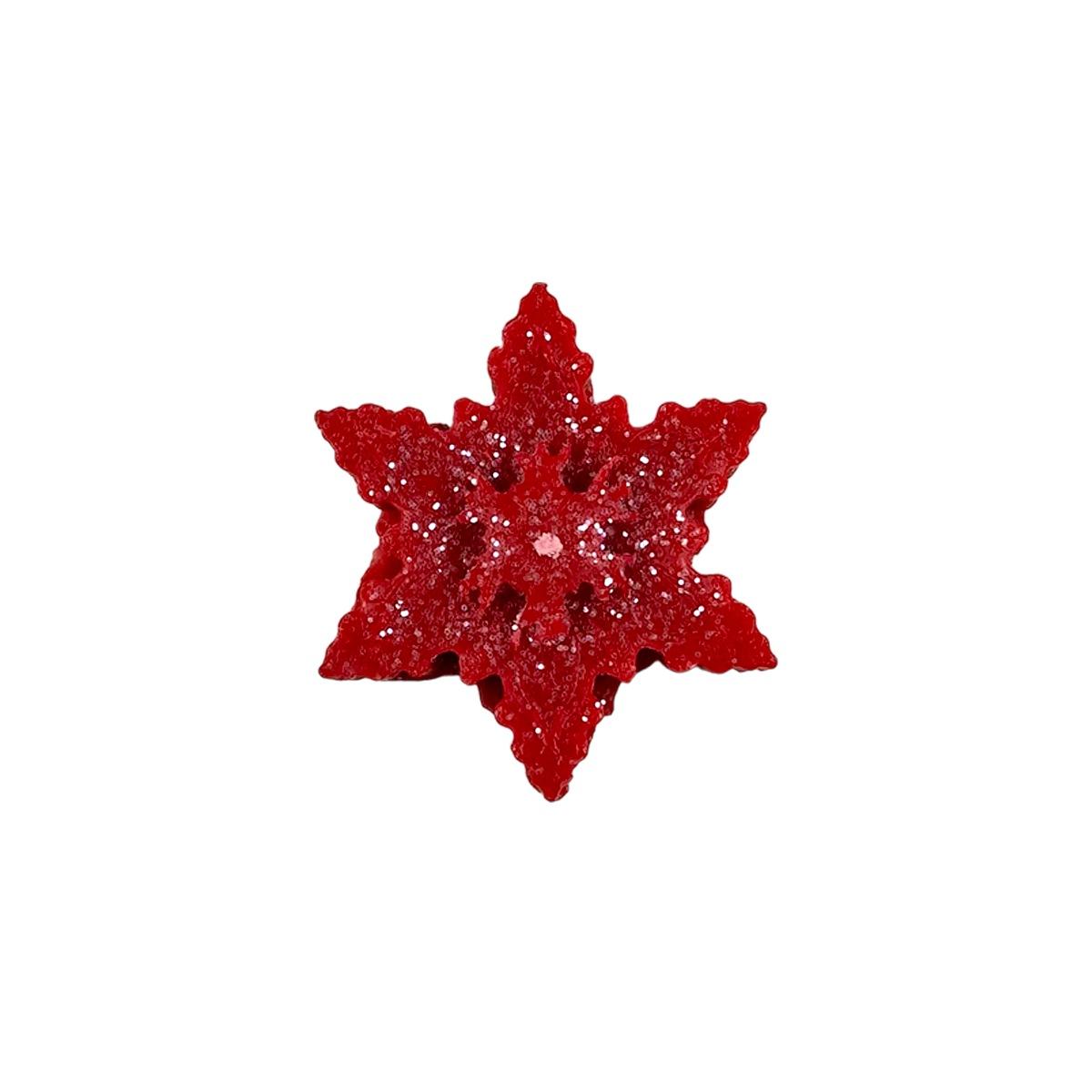 Candela natale profumata fiocco neve rosso 6/7 cm