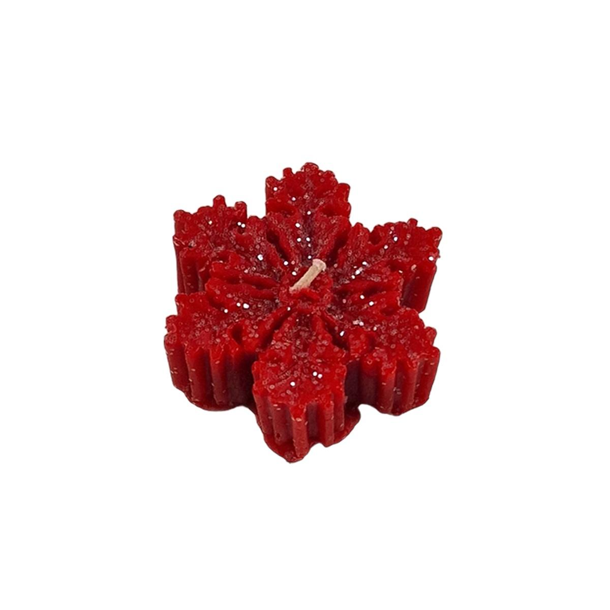 Candela natale profumata fiocco neve rosso 6/7 cm