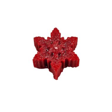 Candela natale profumata fiocco neve rosso 6/7 cm