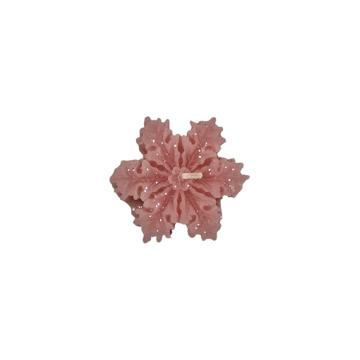 Candela natale profumata fiocco neve rosa 6/7 cm