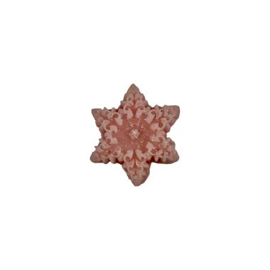 Candela natale profumata fiocco neve rosa 6/7 cm