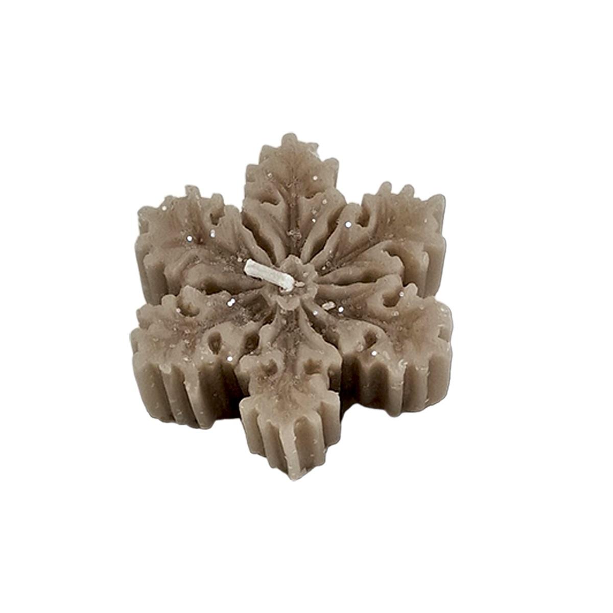 Candela natale profumata fiocco neve grigio 6/7 cm