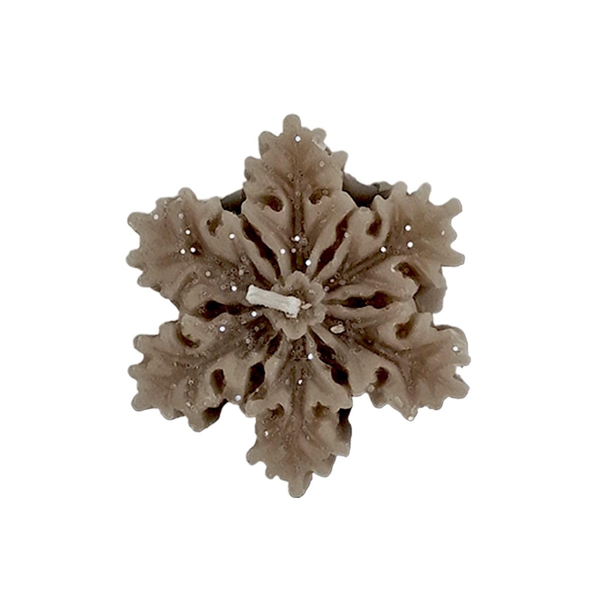 Candela natale profumata fiocco neve grigio 6/7 cm