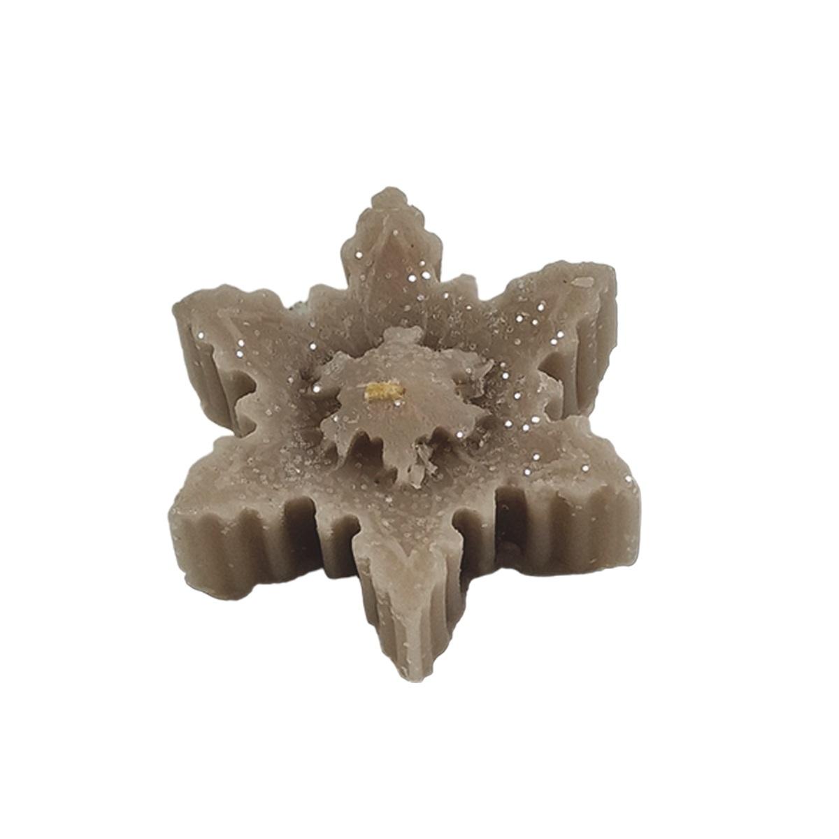 Candela natale profumata fiocco neve grigio 6/7 cm