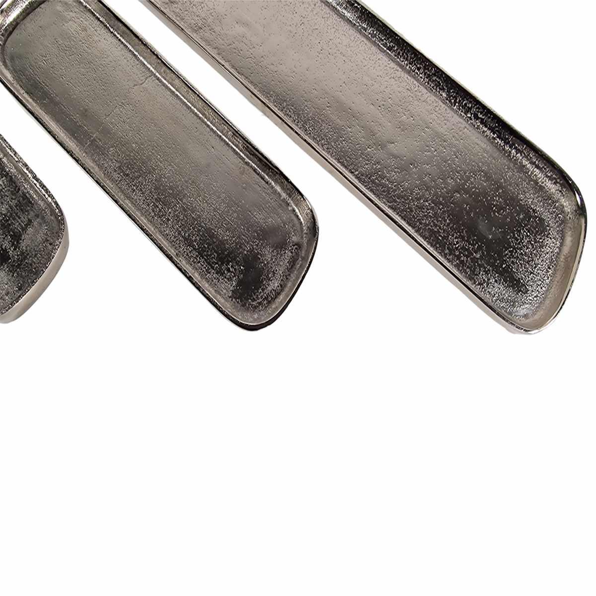 Vassoio metallo argento rettangolare Set 3 pz