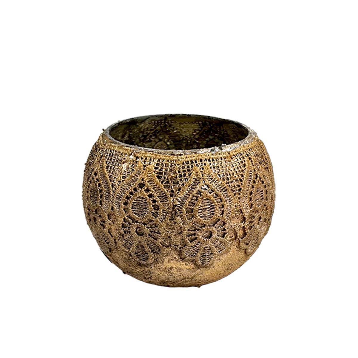 Portacandela metallo crochet oro