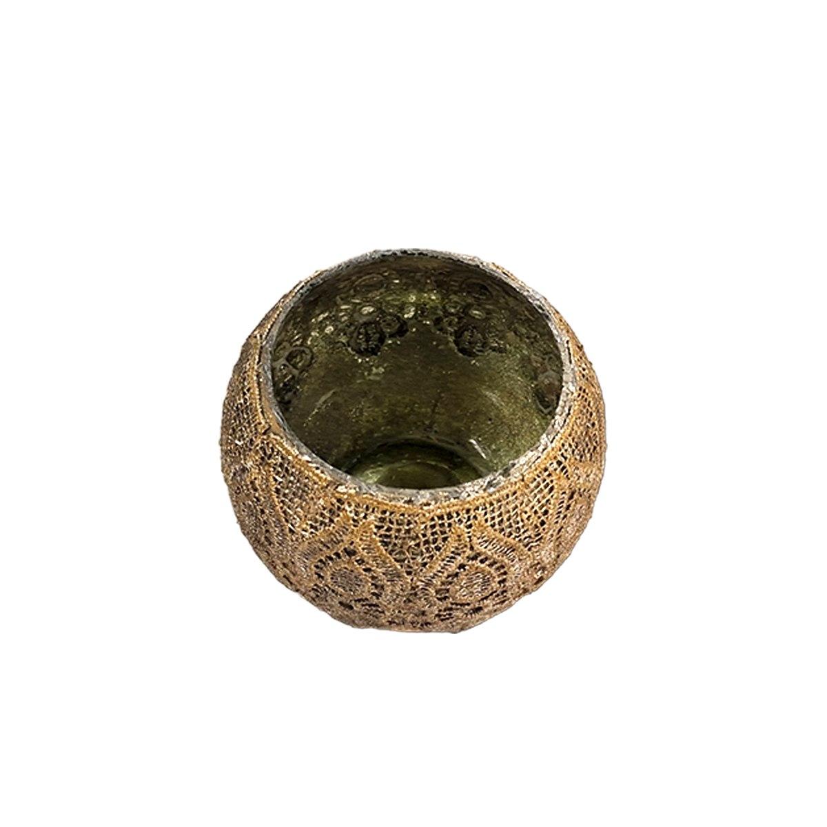 Portacandela metallo crochet oro