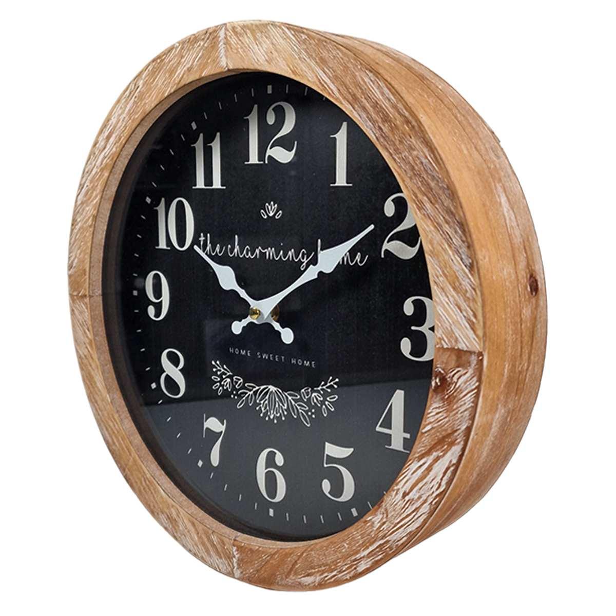 Orologio parete legno quadrante nero modello a