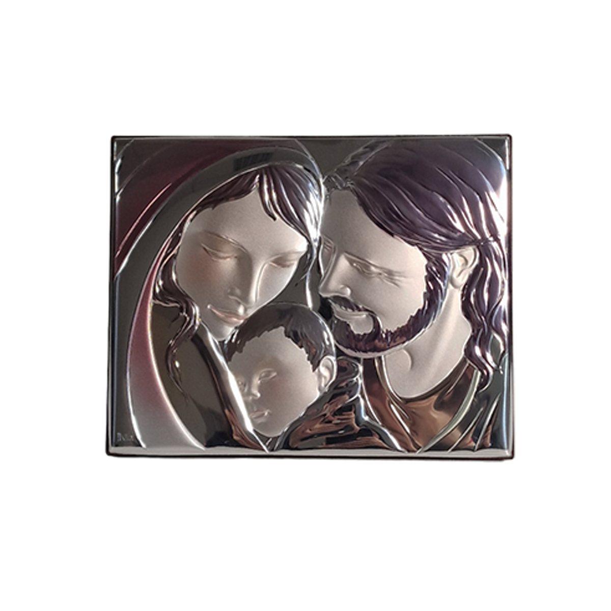 Quadro argento sacra famiglia 21 x 16 cm