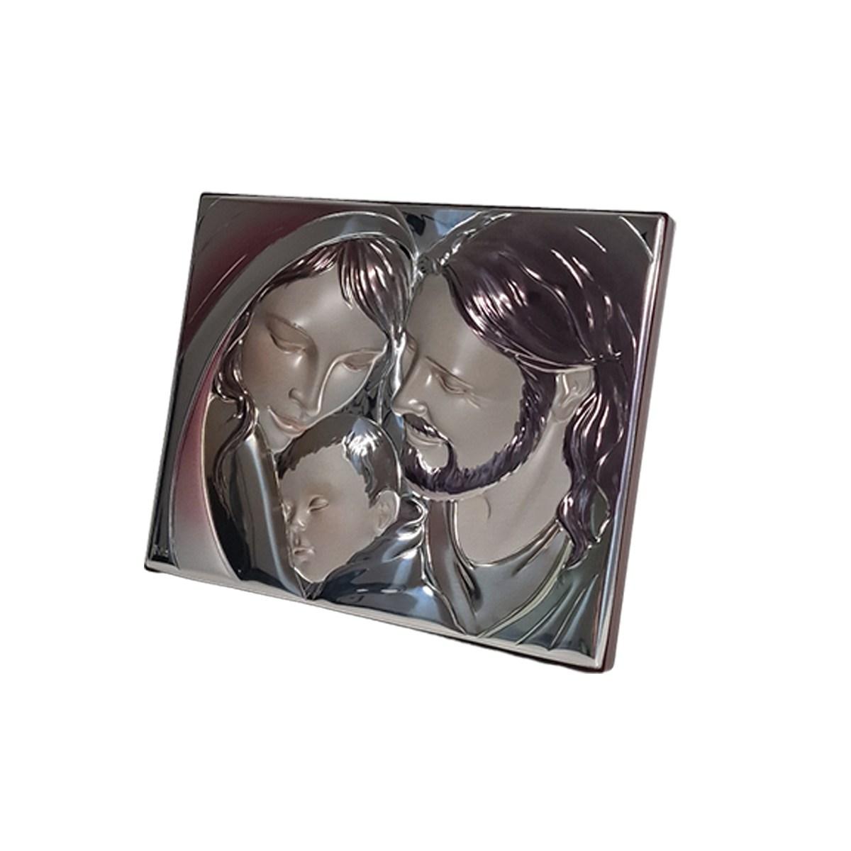 Quadro argento sacra famiglia 21 x 16 cm