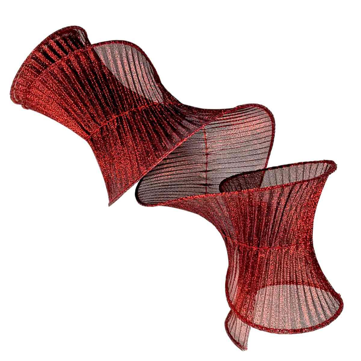 Nastro natalizio spirale in tessuto bordeaux 12,5 x 180 cm