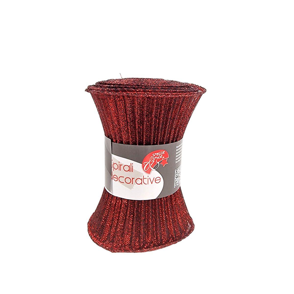 Nastro natalizio spirale in tessuto bordeaux 12,5 x 180 cm