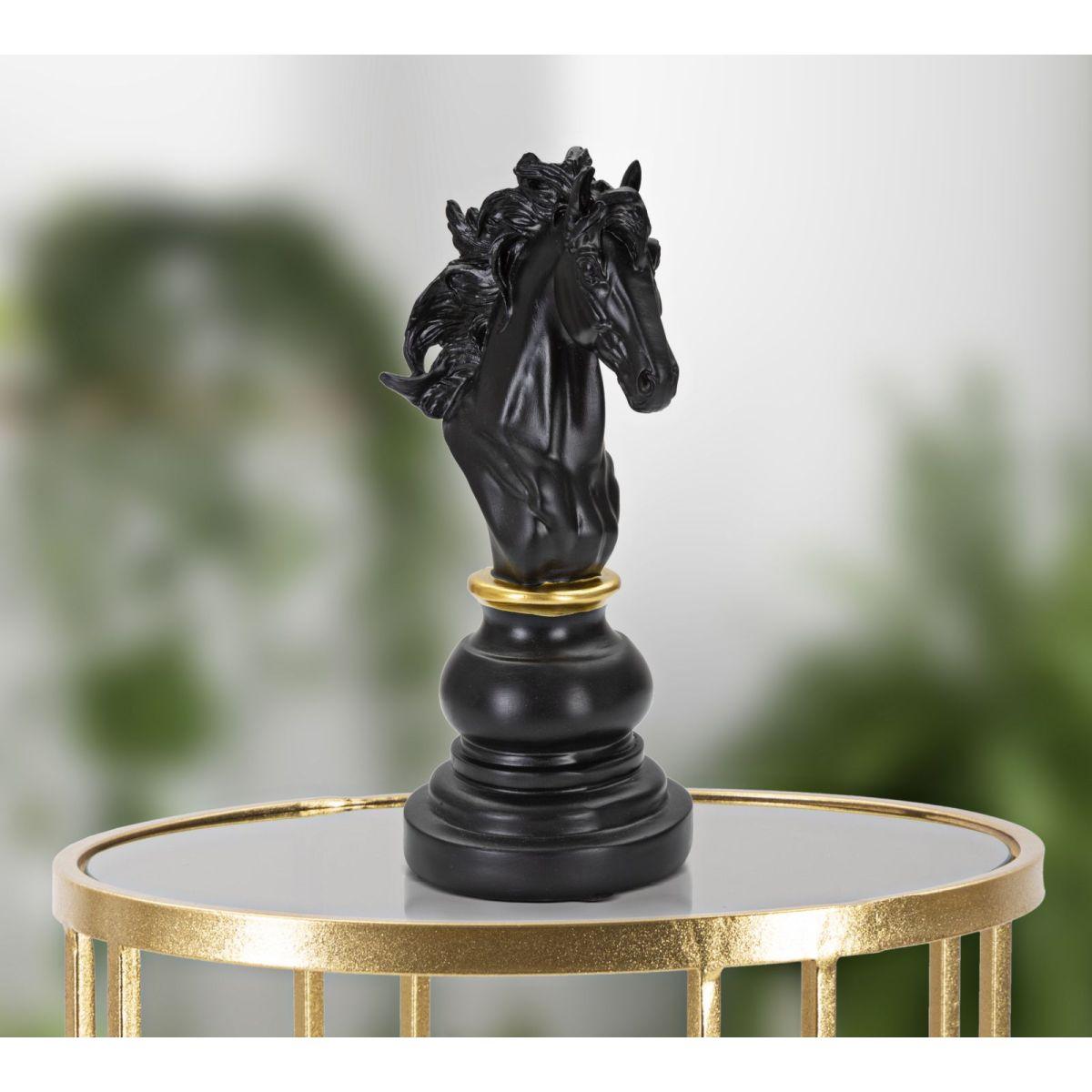 Scacchi cavallo nero oro 14 x 11 x 27 cm