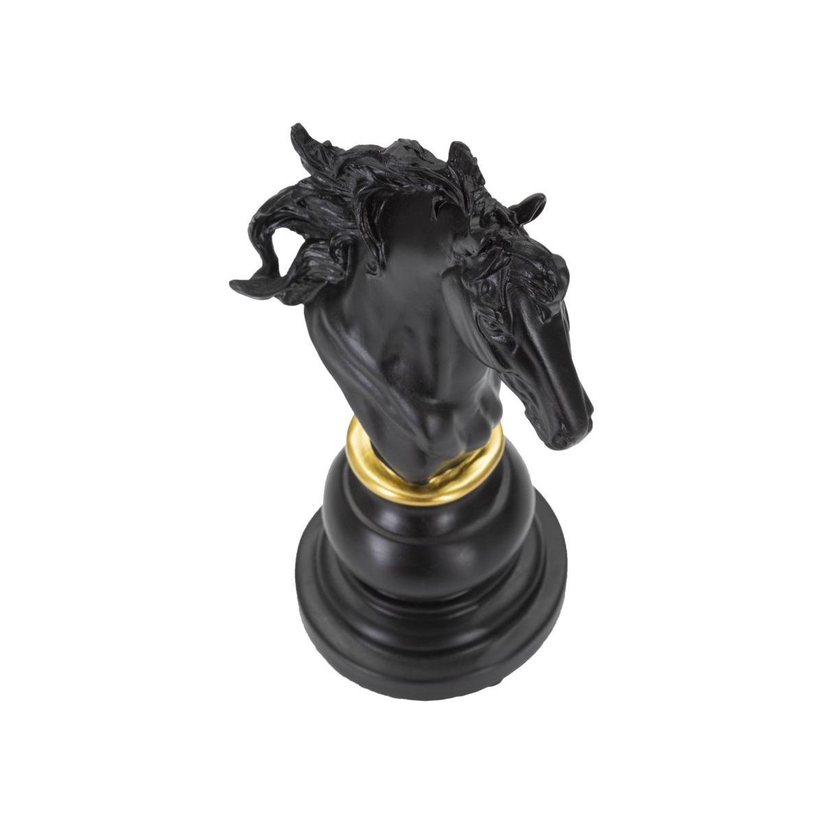 Scacchi cavallo nero oro 14 x 11 x 27 cm