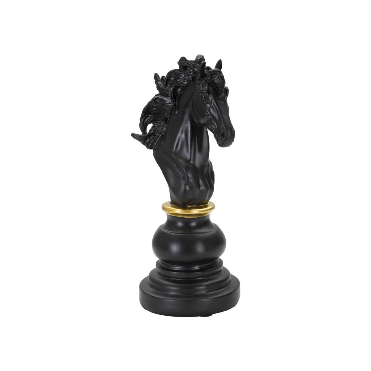 Scacchi cavallo nero oro 14 x 11 x 27 cm