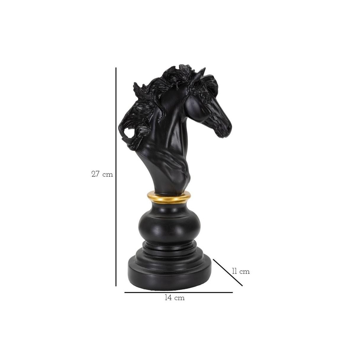 Scacchi cavallo nero oro 14 x 11 x 27 cm