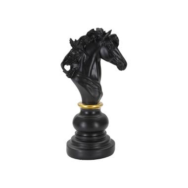 Scacchi cavallo nero oro 14 x 11 x 27 cm