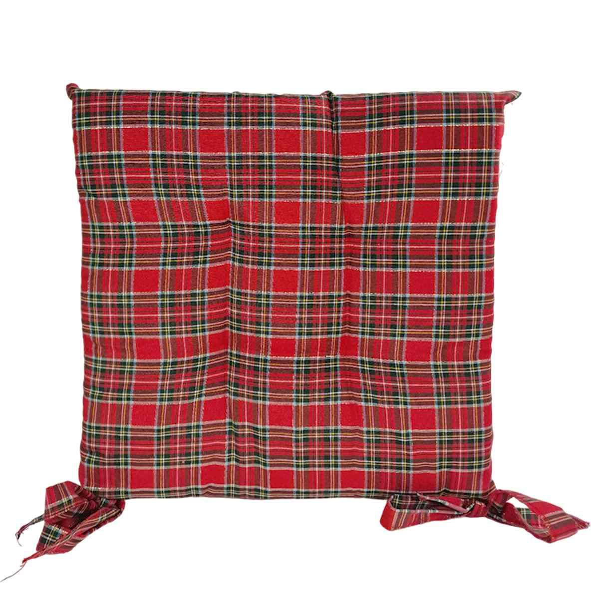 Cuscino sedia in tessuto natale scozzese lurex 40 x 40 cm