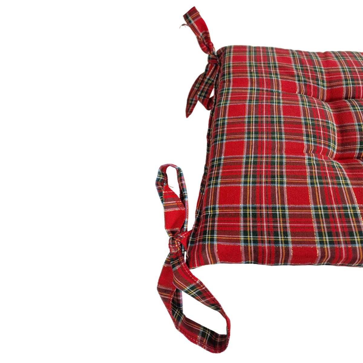 Cuscino sedia in tessuto natale scozzese lurex 40 x 40 cm