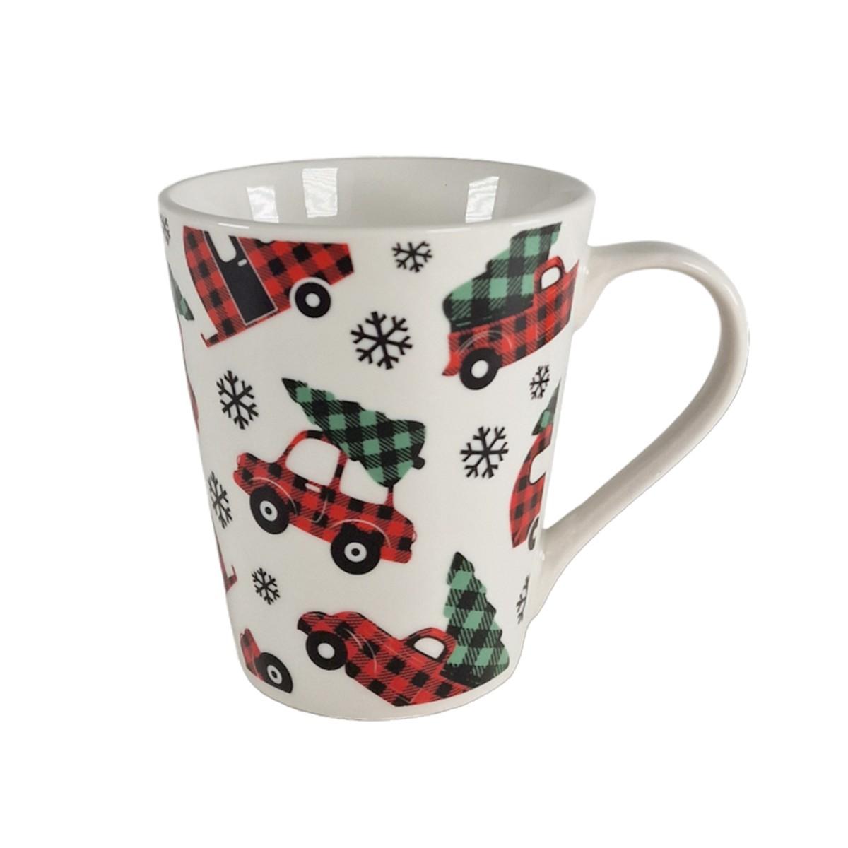 Tazza natalizia natale colazione mug decoro furgoncino albero ml 310 ml