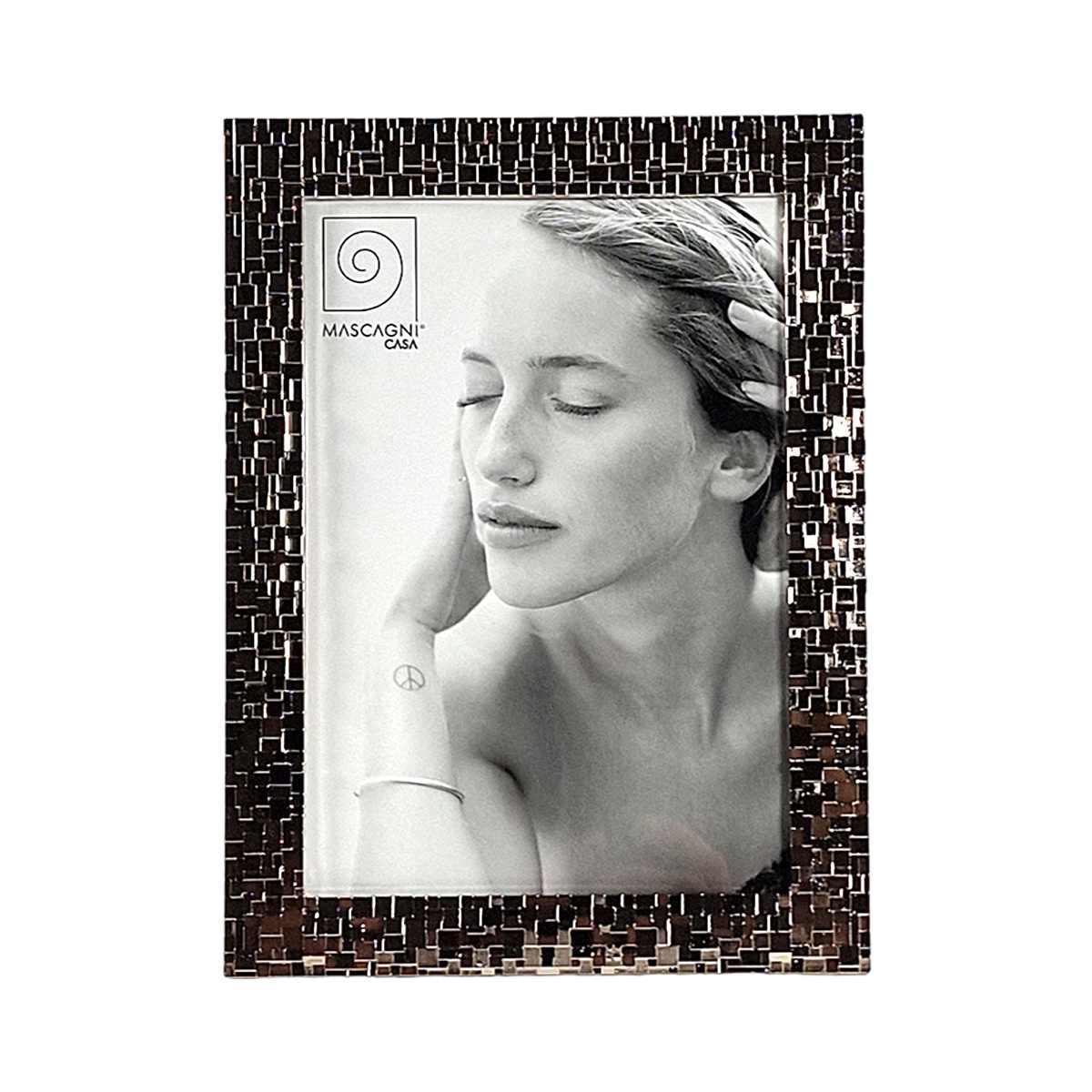 Cornice metallo scaglie argento 13 x 18 cm