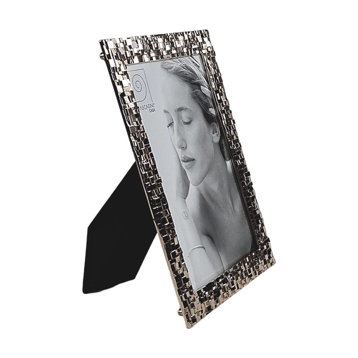 Cornice metallo scaglie argento 13 x 18 cm