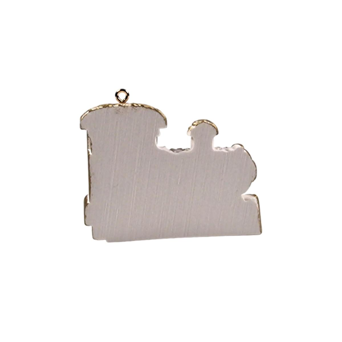 Appendino trenino locomotiva da appendere bianco oro 7 x 5 x 1,5 cm
