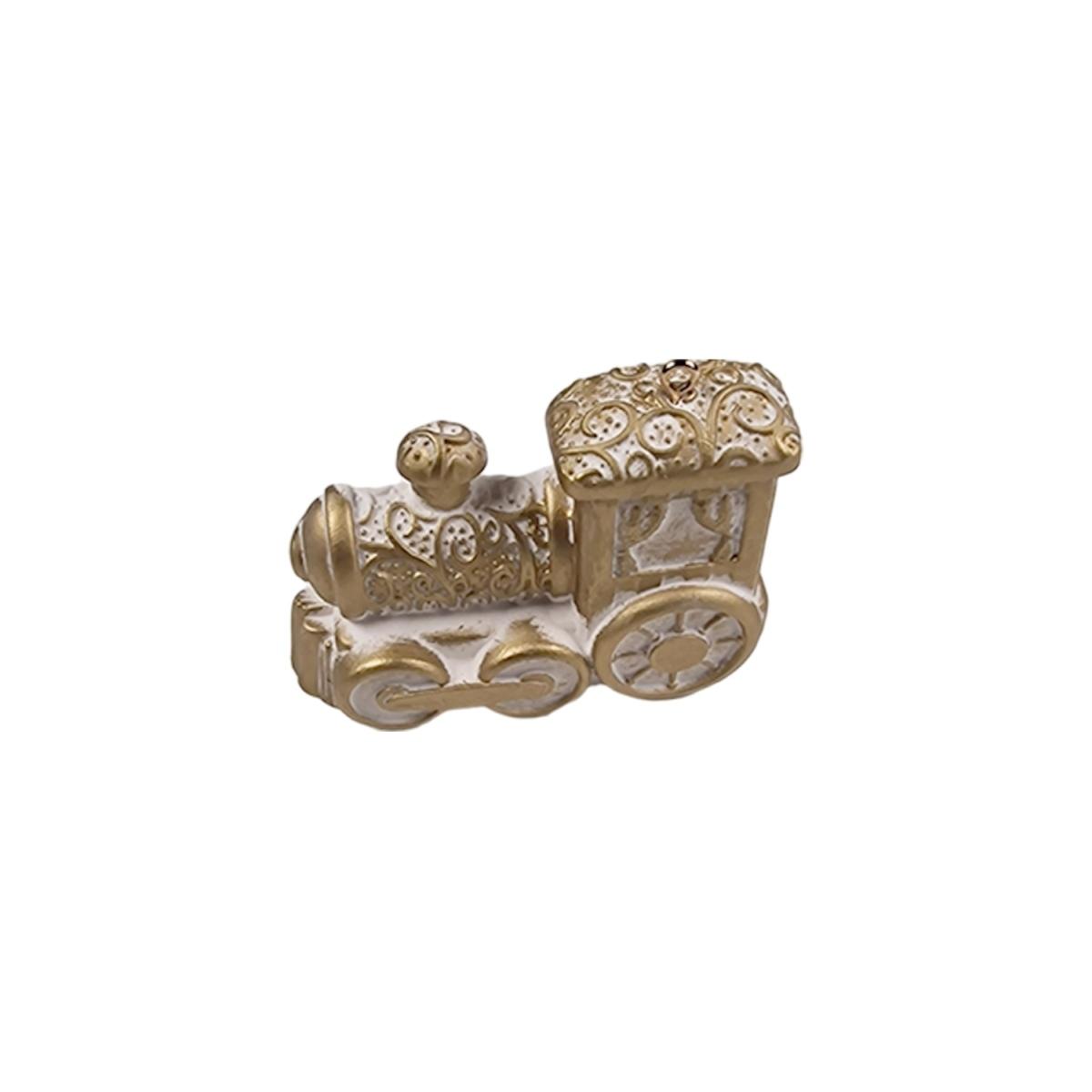 Appendino trenino locomotiva da appendere bianco oro 7 x 5 x 1,5 cm