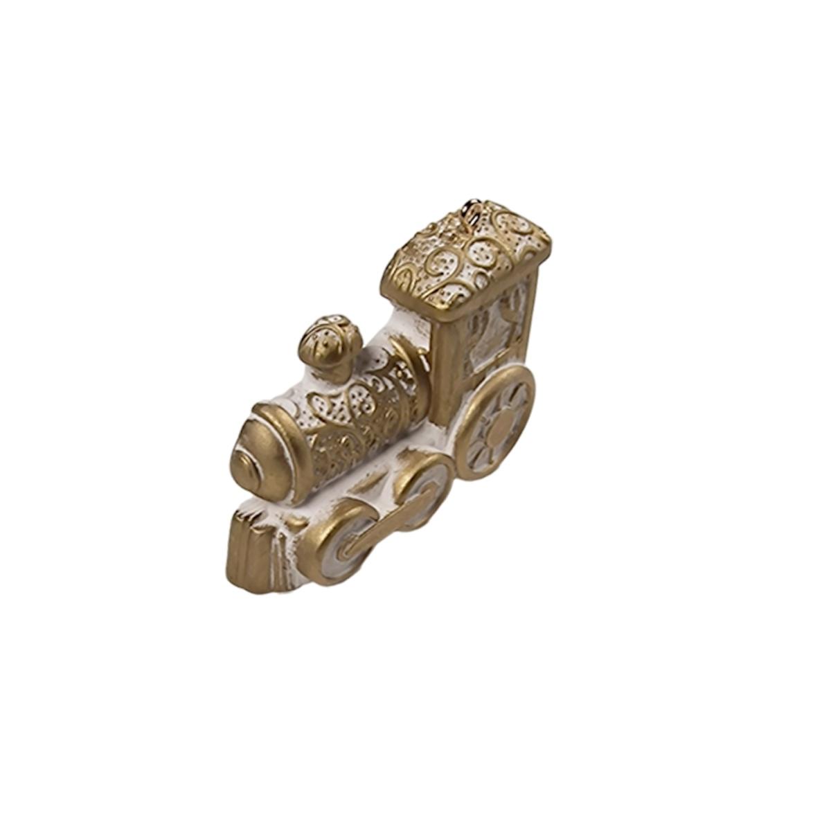 Appendino trenino locomotiva da appendere bianco oro 7 x 5 x 1,5 cm