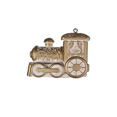 Appendino trenino locomotiva da appendere bianco oro 7 x 5 x 1,5 cm