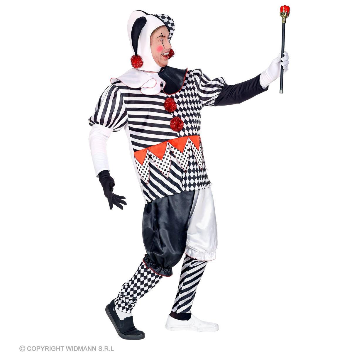 Costume clown arlecchino bianco nero