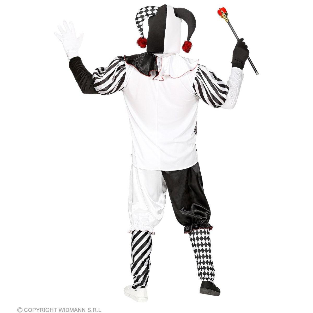 Costume clown arlecchino bianco nero