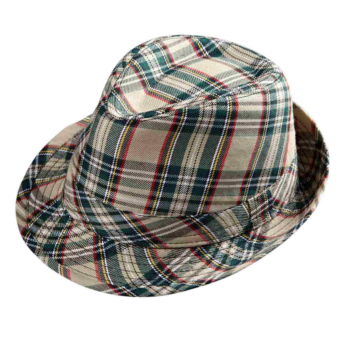 Cappello borsalino fedora tartan beige