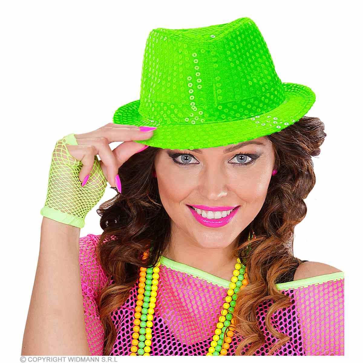 Cappello borsalino fedora verde paillettes