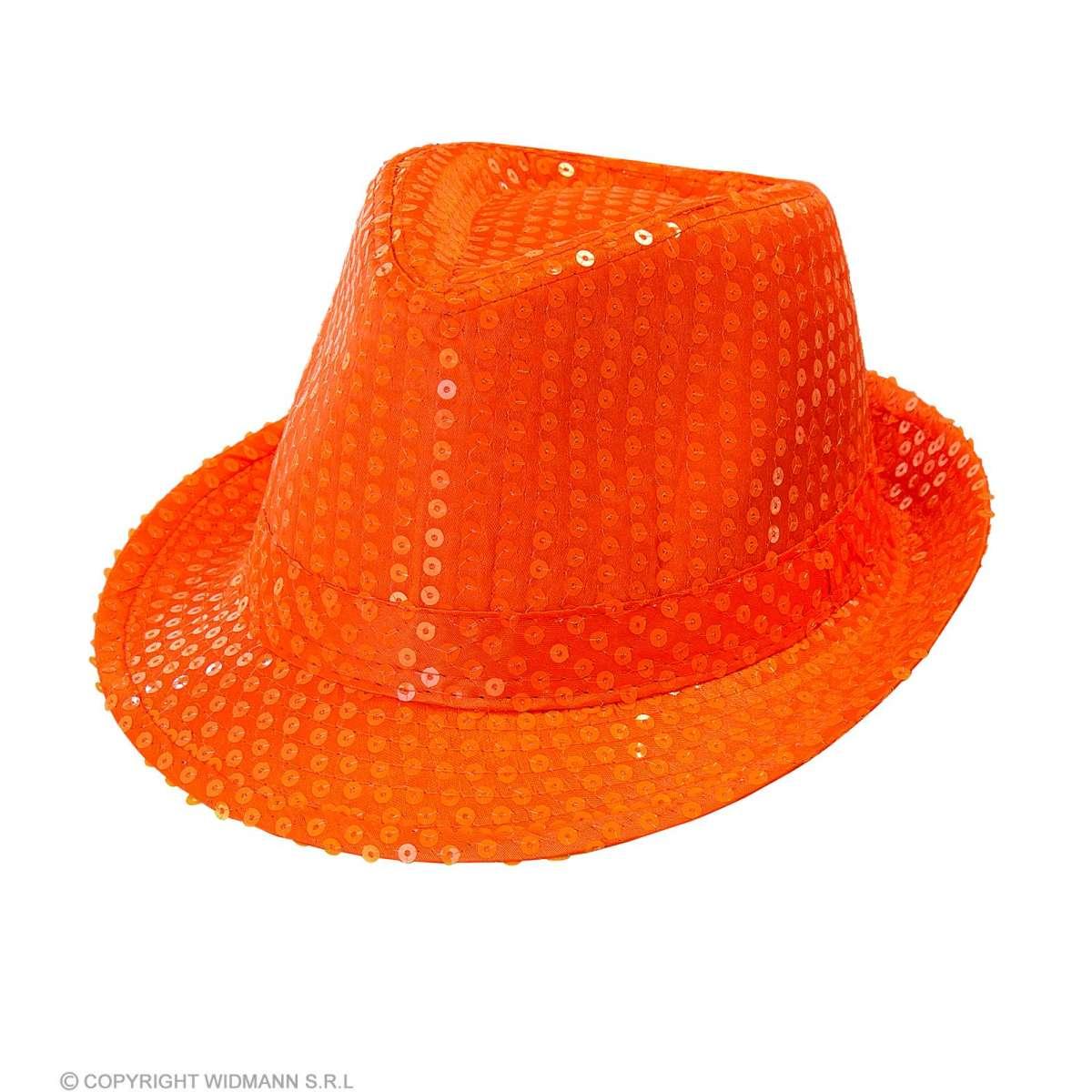Cappello borsalino fedora arancione paillettes