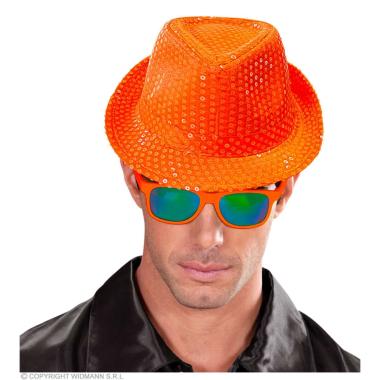 Cappello borsalino fedora arancione paillettes